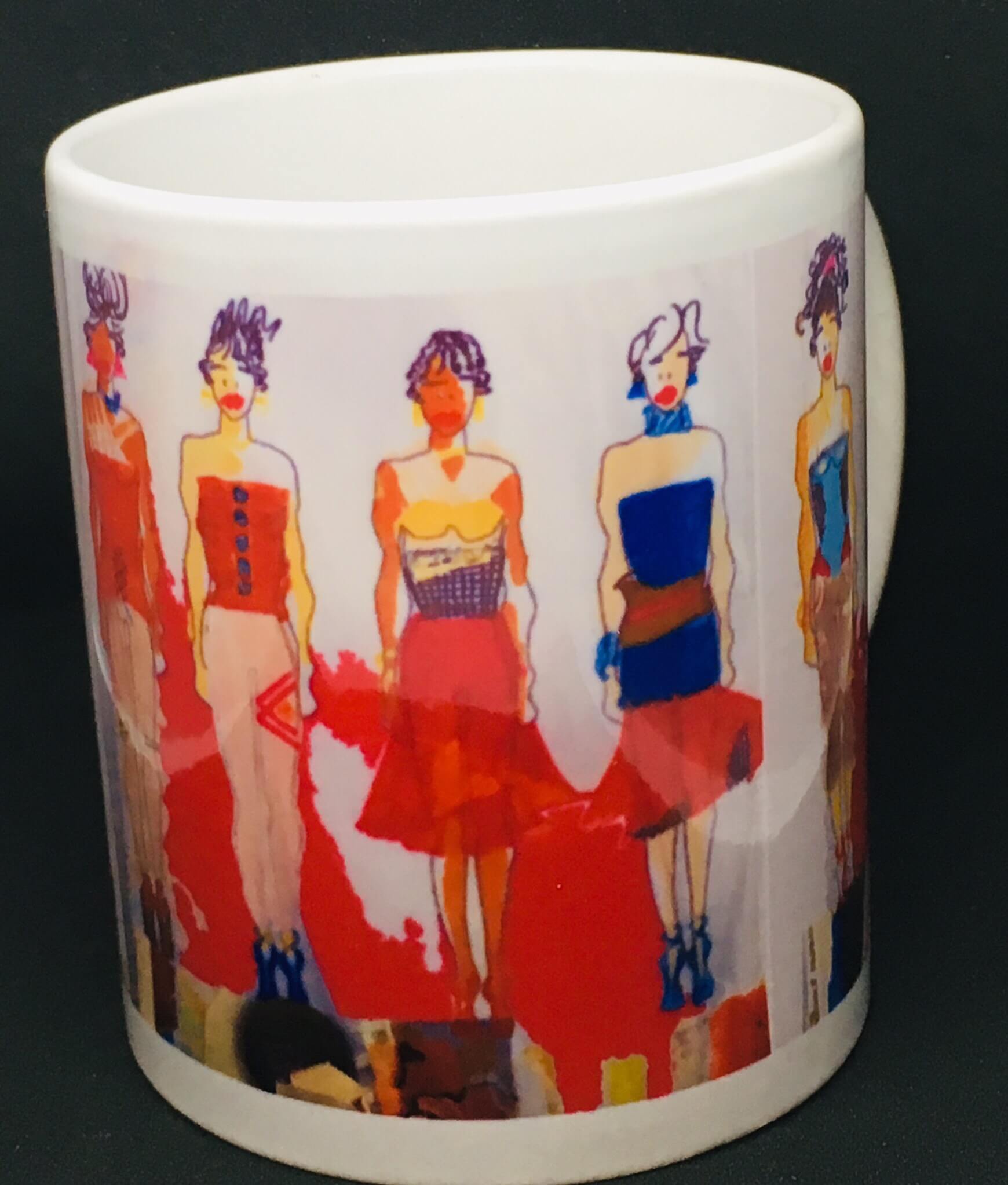 Mug showing fashion illustrations design