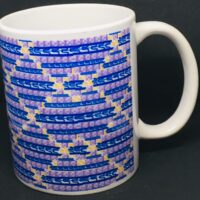 Coffee mug design with geometric shapes and lines